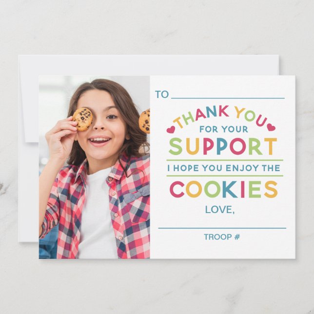 Carte de remerciements de vente de cookies (Devant)
