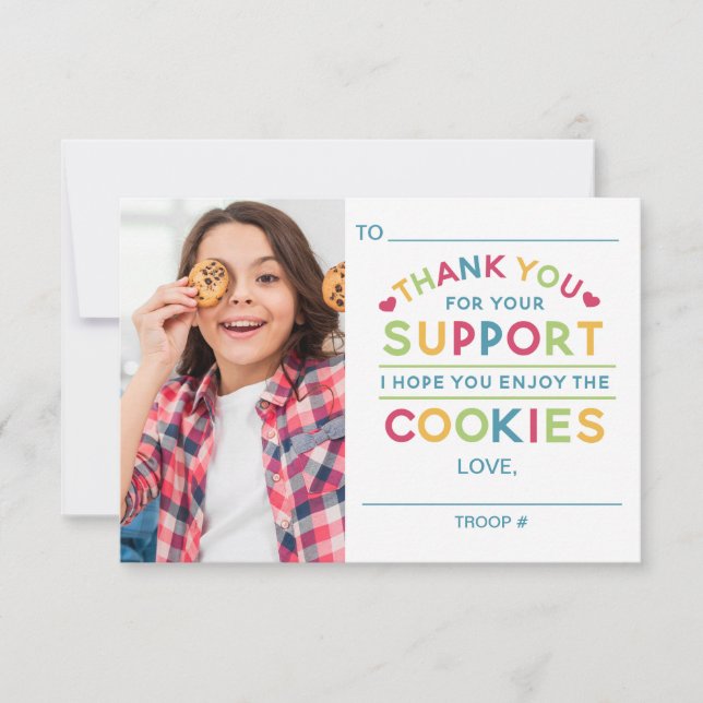Carte de remerciements de vente de cookies (Devant)