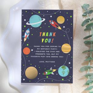 Carte De Remerciements Décollage ! Fête d'anniversaire fusée spatiale