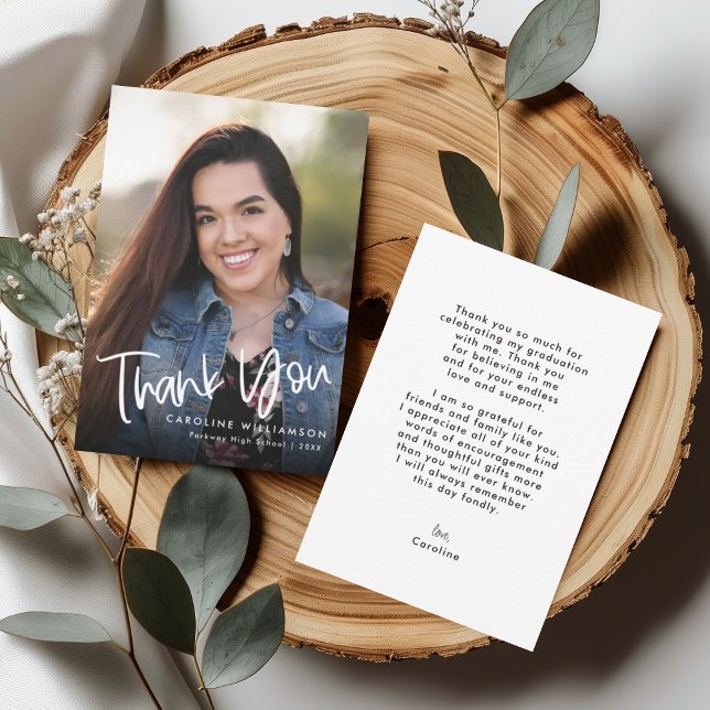 Carte De Remerciements Décontractée tendance manuscrite script Graduation (Créateur téléchargé)