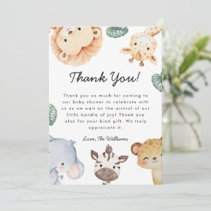 Carte De Remerciements Décor de fête prénatale pour bébé safari Wild One