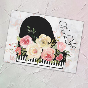 Carte De Remerciements décoration piano bouquet