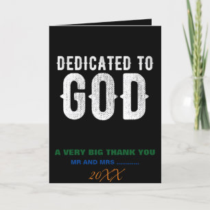 CARTE DE REMERCIEMENTS DÉDIÉ À DIEU COOL PERSONNALISABLE TEXTE BLANC