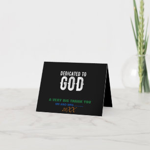 CARTE DE REMERCIEMENTS DÉDIÉ À DIEU COOL PERSONNALISABLE TEXTE BLANC