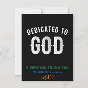 CARTE DE REMERCIEMENTS DÉDIÉ À DIEU PERSONNALISABLE COOL TEXTE BLANC