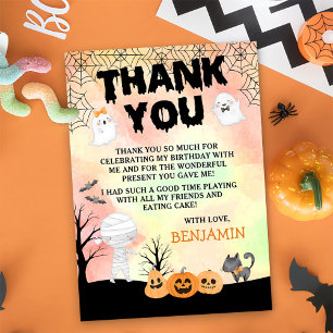 Carte De Remerciements Déguisement d'enfants pour Halloween Fête d'annive