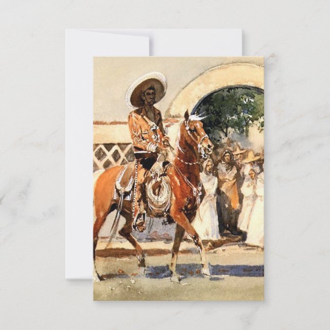 Carte De Remerciements "Dehors d'une église mexicaine" par Edward Borein (Devant)