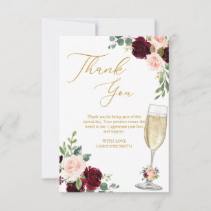 Carte De Remerciements Déjeuner aux fleurs roses et baby shower de mariag