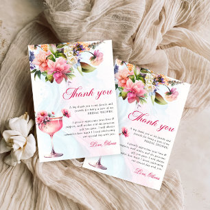 Carte De Remerciements Déjeuner Floral Et Mariée Sous Bulles