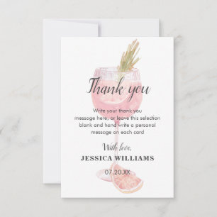 Carte De Remerciements Déjeuner pétillant élégant Cocktail rose Mariage S