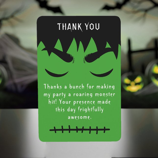 Carte De Remerciements Demande de livre pour Baby Shower Halloween Franke (Frankenstein Halloween Baby Shower Book Request Thank You Card
)