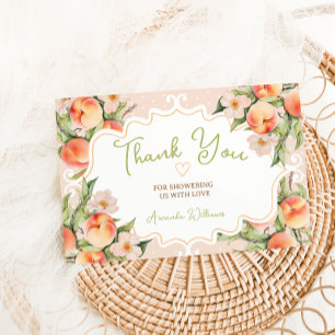 Carte De Remerciements Demande de livre pour Baby Shower Rose Pêche avec