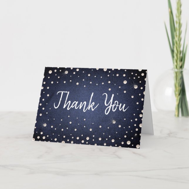 Carte de remerciements Denim et Pearls (Devant)