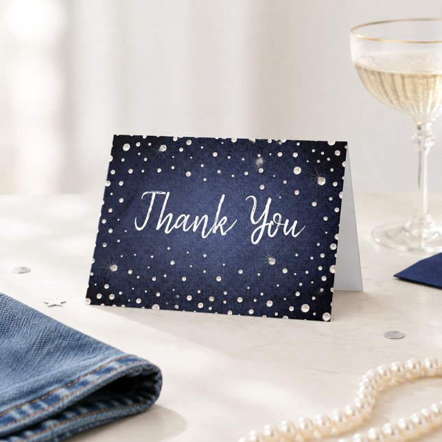 Carte de remerciements Denim et Pearls (Créateur téléchargé)