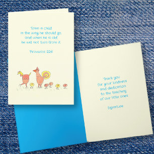 Carte de remerciements d'enseignant du dimanche