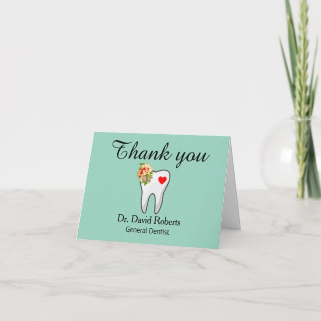 Carte De Remerciements Dental Tooth Heart  (Devant)