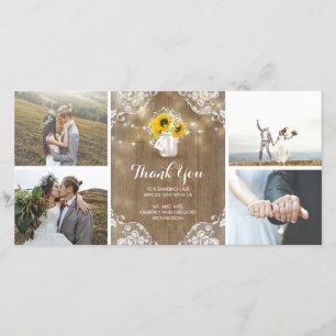 Carte De Remerciements Dentelle de la respiration et des tournesols de Ma