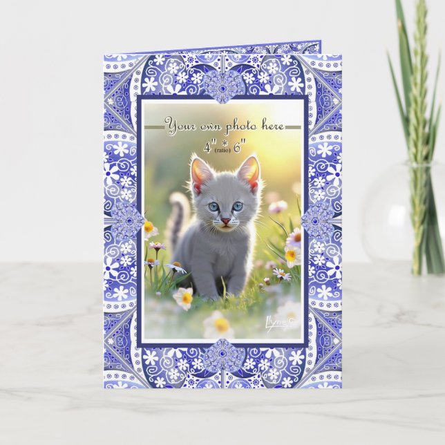 Carte De Remerciements Dentelle en céramique Bleu de Grèce (Devant)