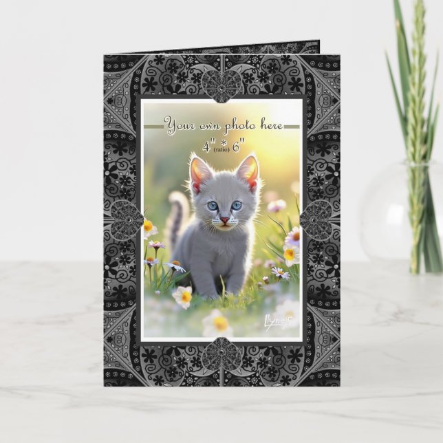 Carte De Remerciements Dentelle en céramique noir (Devant)