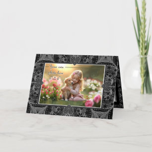 Carte De Remerciements Dentelle en céramique Noir