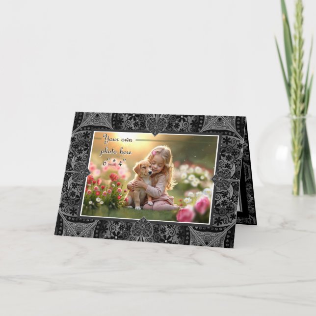 Carte De Remerciements Dentelle en céramique Noir (Devant)