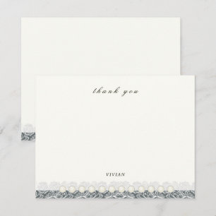 Carte De Remerciements Dentelles vintages et perles Mariage floral blanc