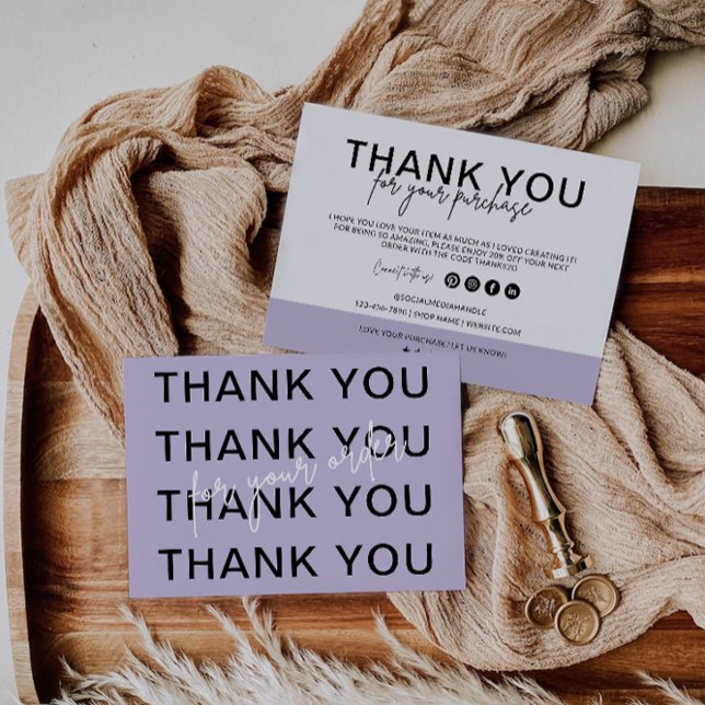 Carte de remerciements d'entreprise pourpre (Purple Business Thank You Card)