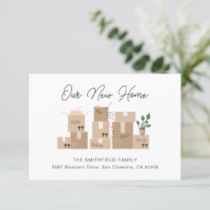 Carte De Remerciements Déplacement des boîtes Nouvelle adresse et Faire-p