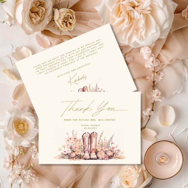 Carte De Remerciements Dernier Rodéo Bottes Florales Enterrement de Vie d (Créateur téléchargé)
