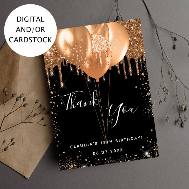 Carte de remerciements des ballons d'or noir (Créateur téléchargé)
