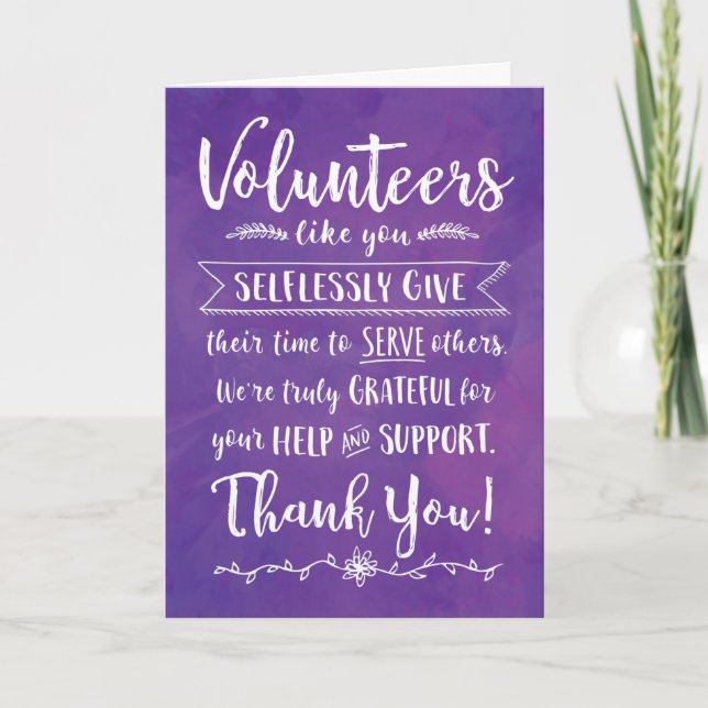 Carte De Remerciements Des bénévoles comme vous donnent gracieusement (Devant)