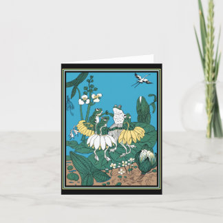 Carte De Remerciements Des grenouilles dansent sur un Lilypad