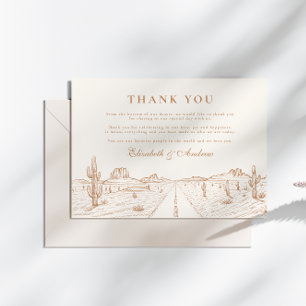 Carte De Remerciements Desert Road Western Mariage