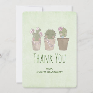 Carte De Remerciements Design d'aquarelle Trio Cactus Trio mignon et sour