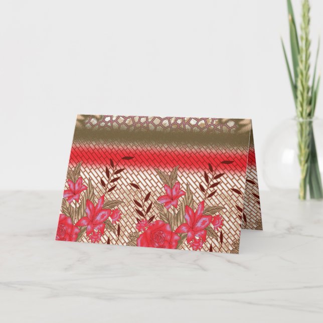 Carte De Remerciements Design de tissu complexe avec motifs floraux (Devant)