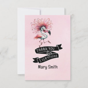 Carte De Remerciements Design drôle de flamant rose pour fête