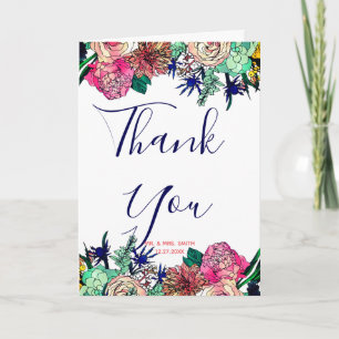 Carte De Remerciements Design élégant coloré aquarelle Bouquet floral