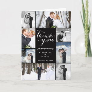 Carte De Remerciements Design Mariage moderne de 8 photos de script