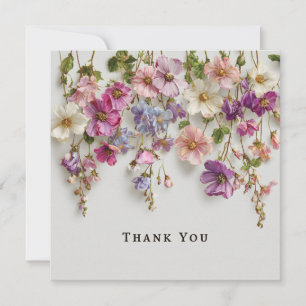 Carte De Remerciements Design "Merci" élégant avec fleurs suspendues