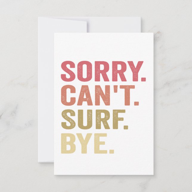 Carte De Remerciements Désolé Can't Surf Bye Funny Surfers Surfboards Cad (Devant)
