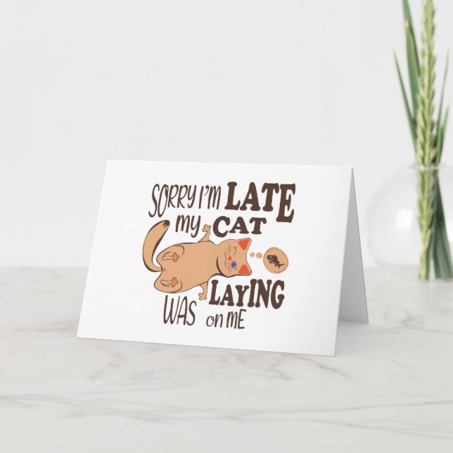 Carte De Remerciements Désolé je suis en retard mon chat était allongé su (Devant)
