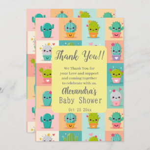 Carte De Remerciements Dessert cactus & Succulent Cute Kawaii Baby shower