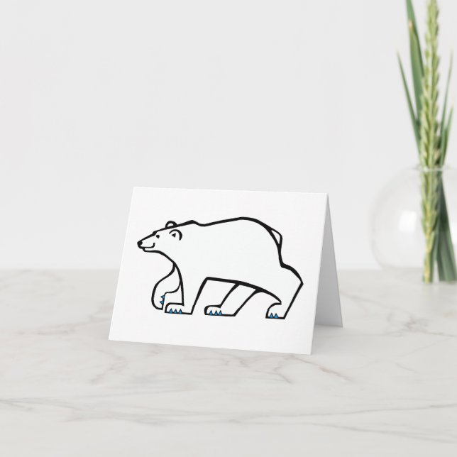 Carte De Remerciements Dessin à la main - OURS POLAIRE - Faune arctique - (Devant)