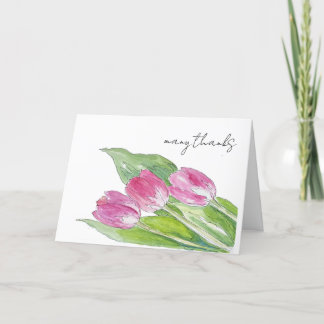 Carte De Remerciements Dessin à main levée de tulipe rose de printemps