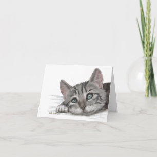 Carte De Remerciements Dessin animé de chaton tabby mignon au repos
