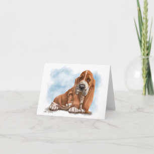 Carte De Remerciements Dessin animé de chiot Basset Hound adorable