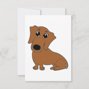 Carte De Remerciements dessin animé rouge de dachshund