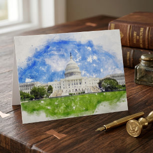 Carte De Remerciements Dessin au pastel du Capitole des États-Unis