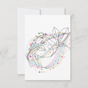 Carte De Remerciements dessin au trait design de visage simple arty