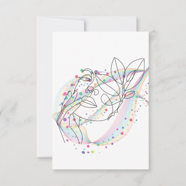 Carte De Remerciements dessin au trait design de visage simple arty (Devant)